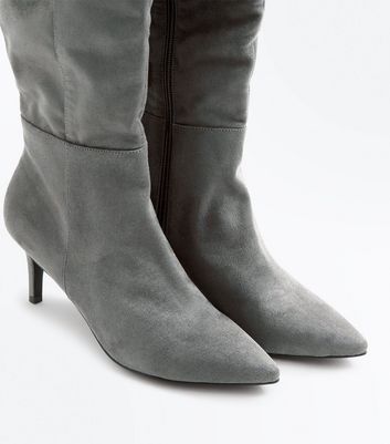grey kitten heel boots