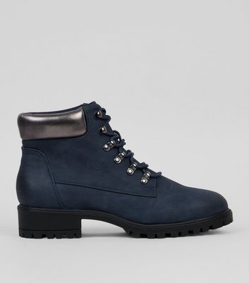 navy boots new look