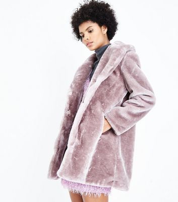 lilac faux fur coat