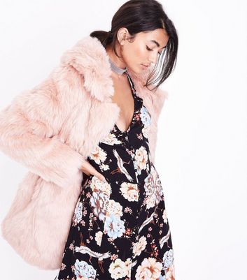 new look blue fur coat