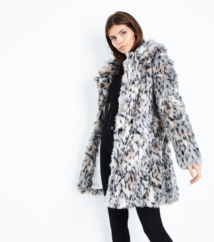 Women S Blanc Noir Leopard Print Faux Fur Coat