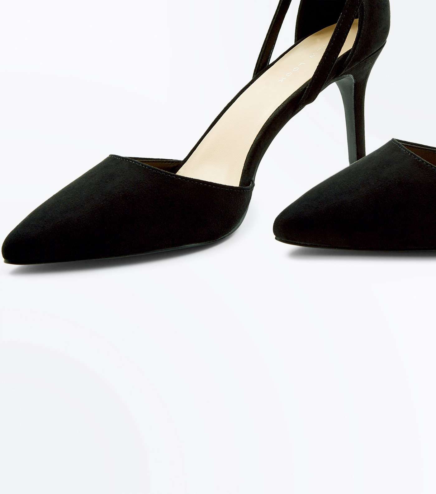 Black Suedette Cross Over Ankle Strap Courts Image 4