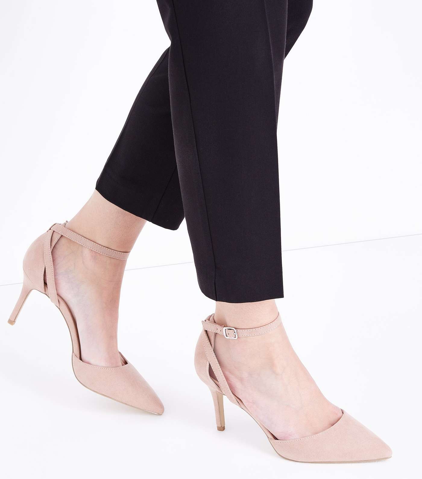 Nude Suedette Cross Over Ankle Strap Courts Image 2