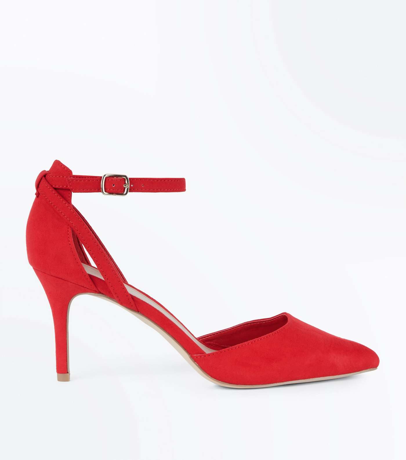 Red Suedette Cross Over Ankle Strap Courts