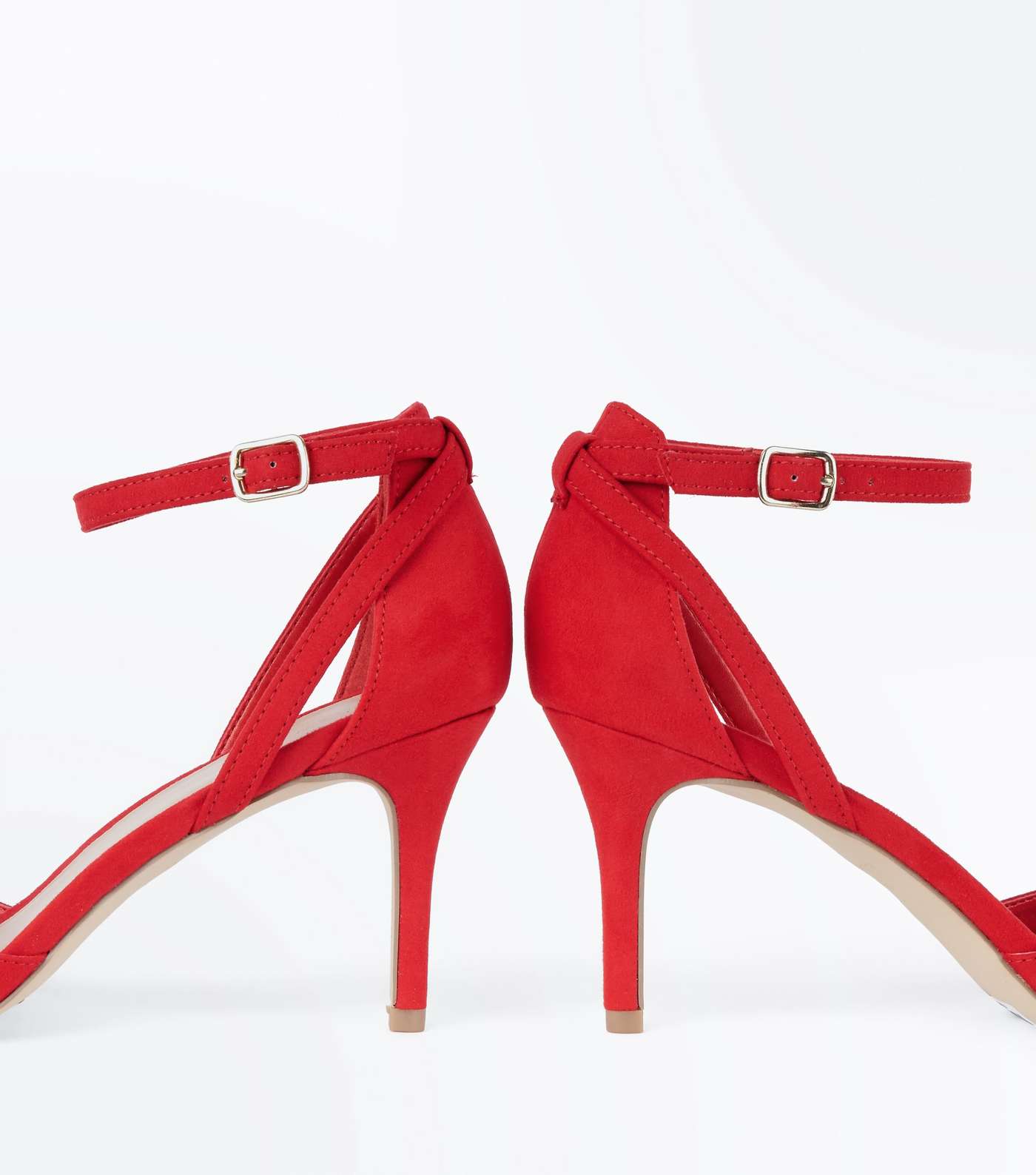 Red Suedette Cross Over Ankle Strap Courts Image 3
