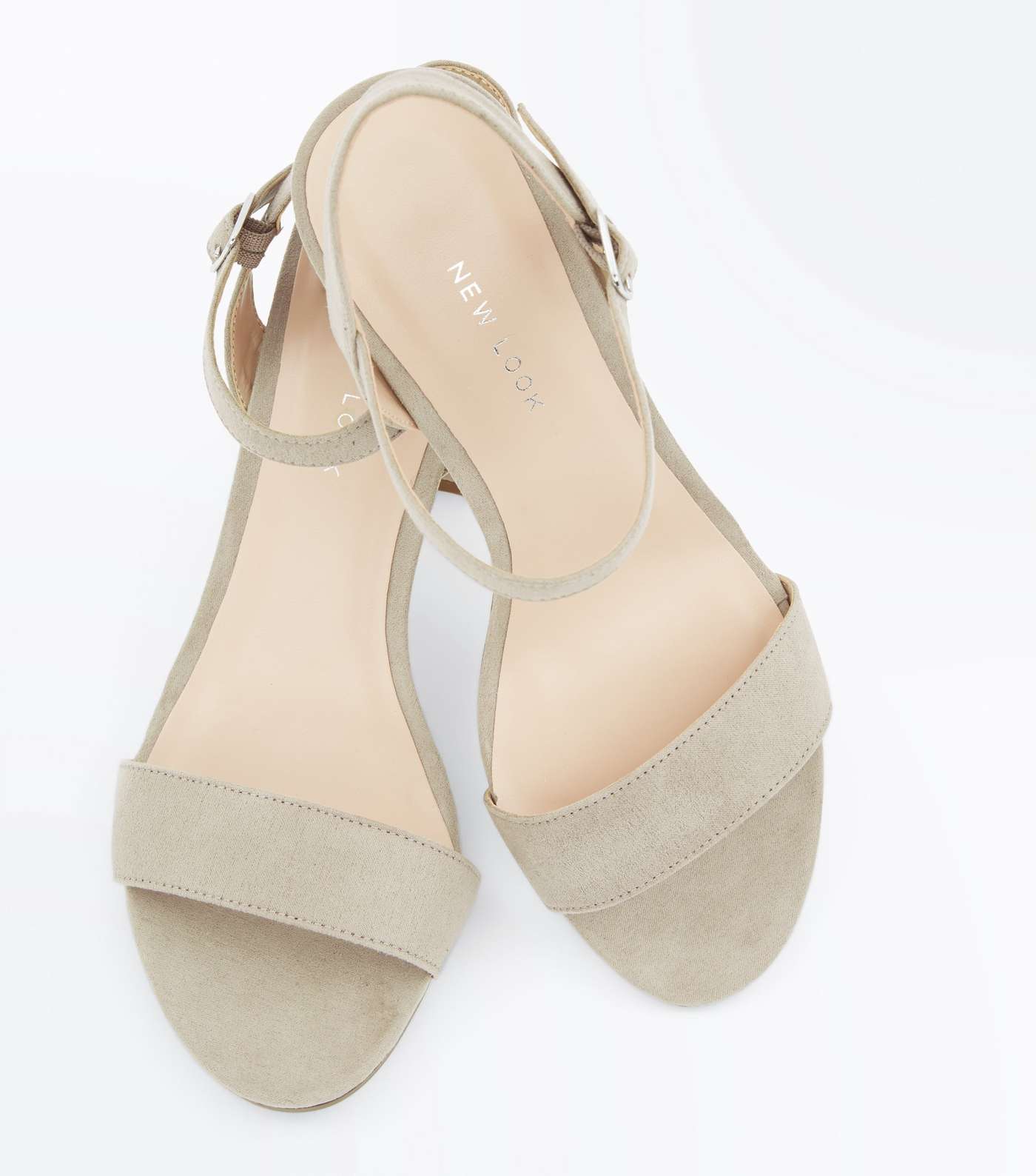 Grey Suedette Block Heel Sandals Image 5
