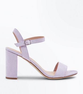 Lilac Suedette Block Heel Sandals New Look