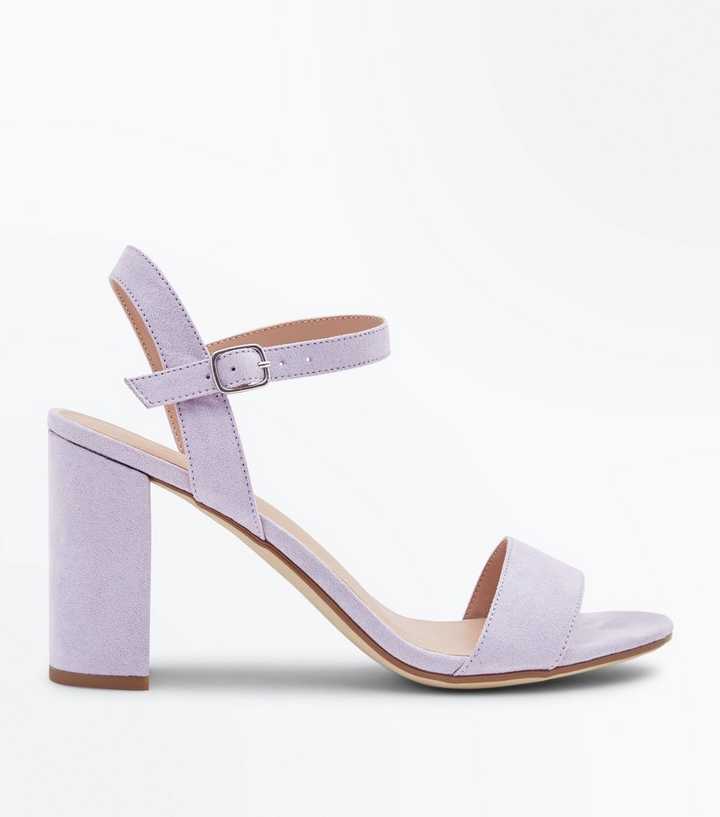 Lilac Suedette Block Heel Sandals