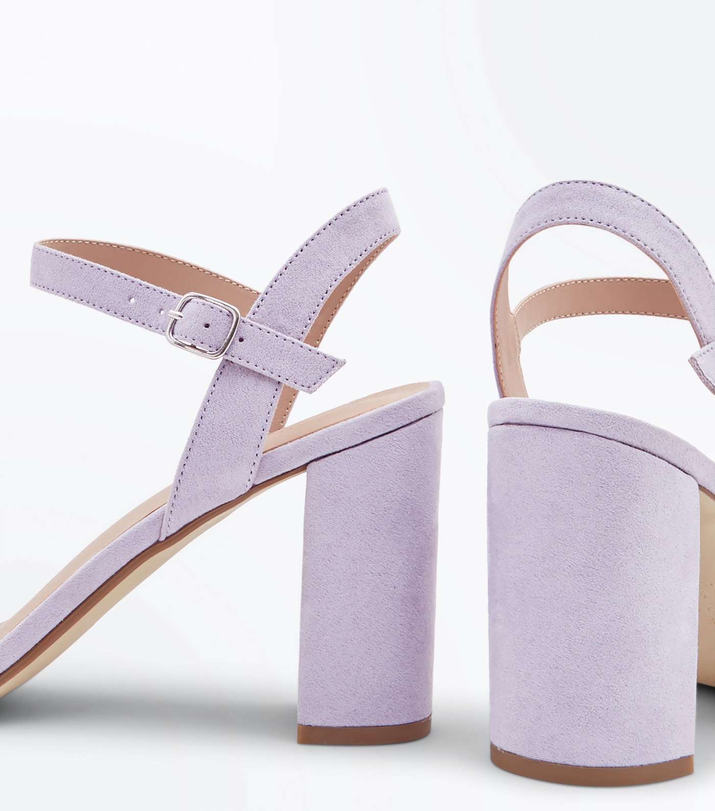 Lilac Suedette Block Heel Sandals Image 4