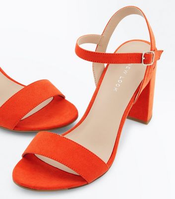 Orange Suedette Block Heel Sandals New Look