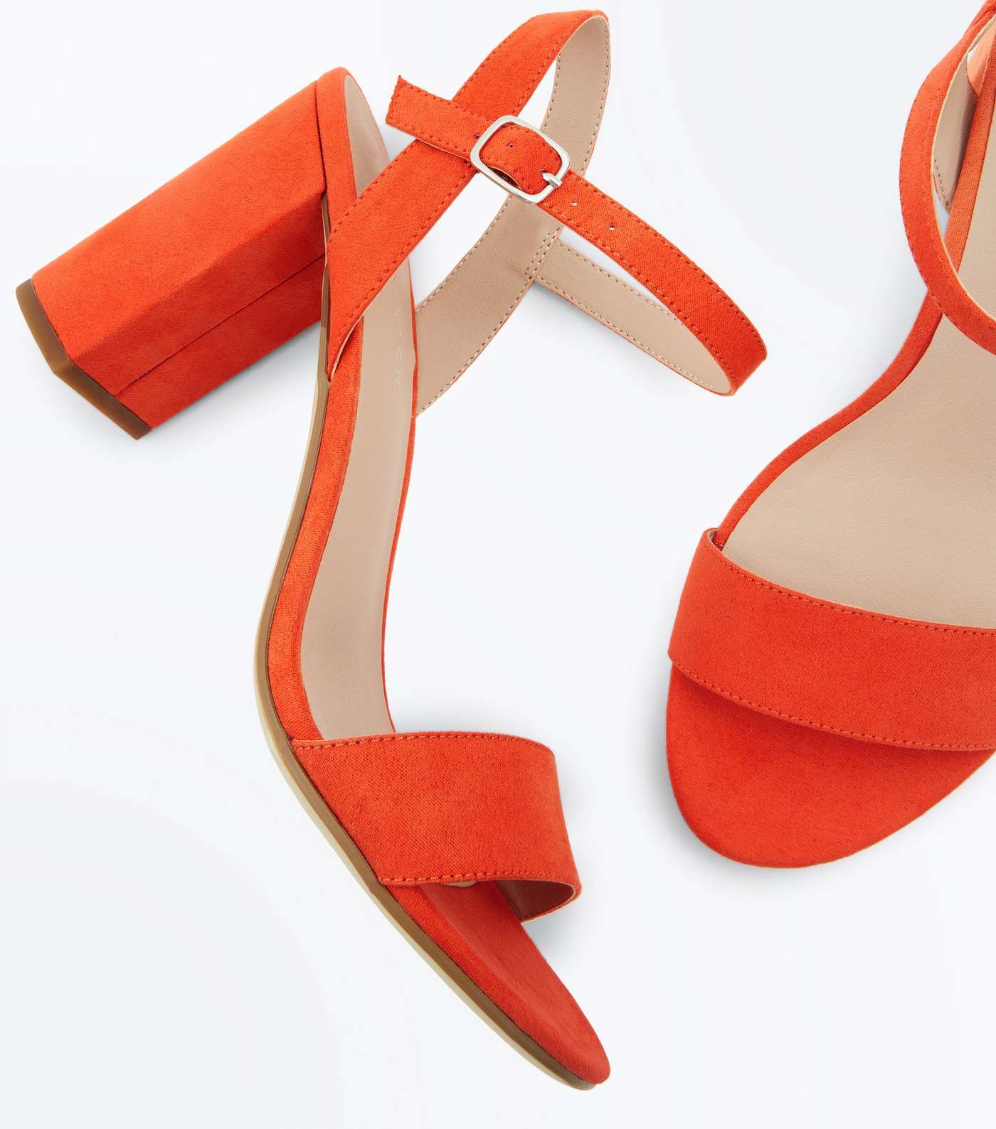 Orange Suedette Block Heel Sandals Image 4