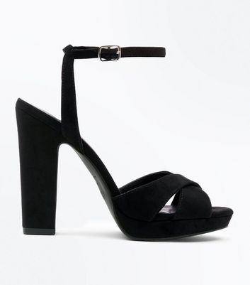 new look black strap heels