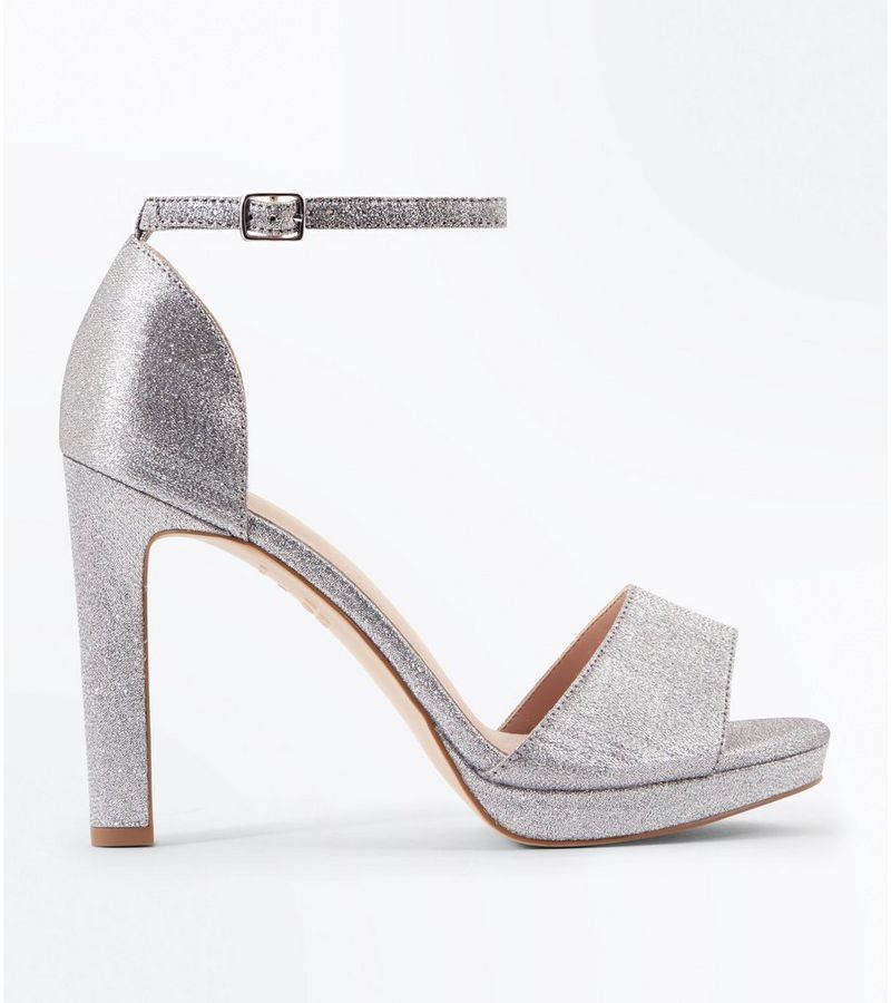 New Look Silver Glitter Comfort Platform Block Heel Sandals at £29.99 | love the brands