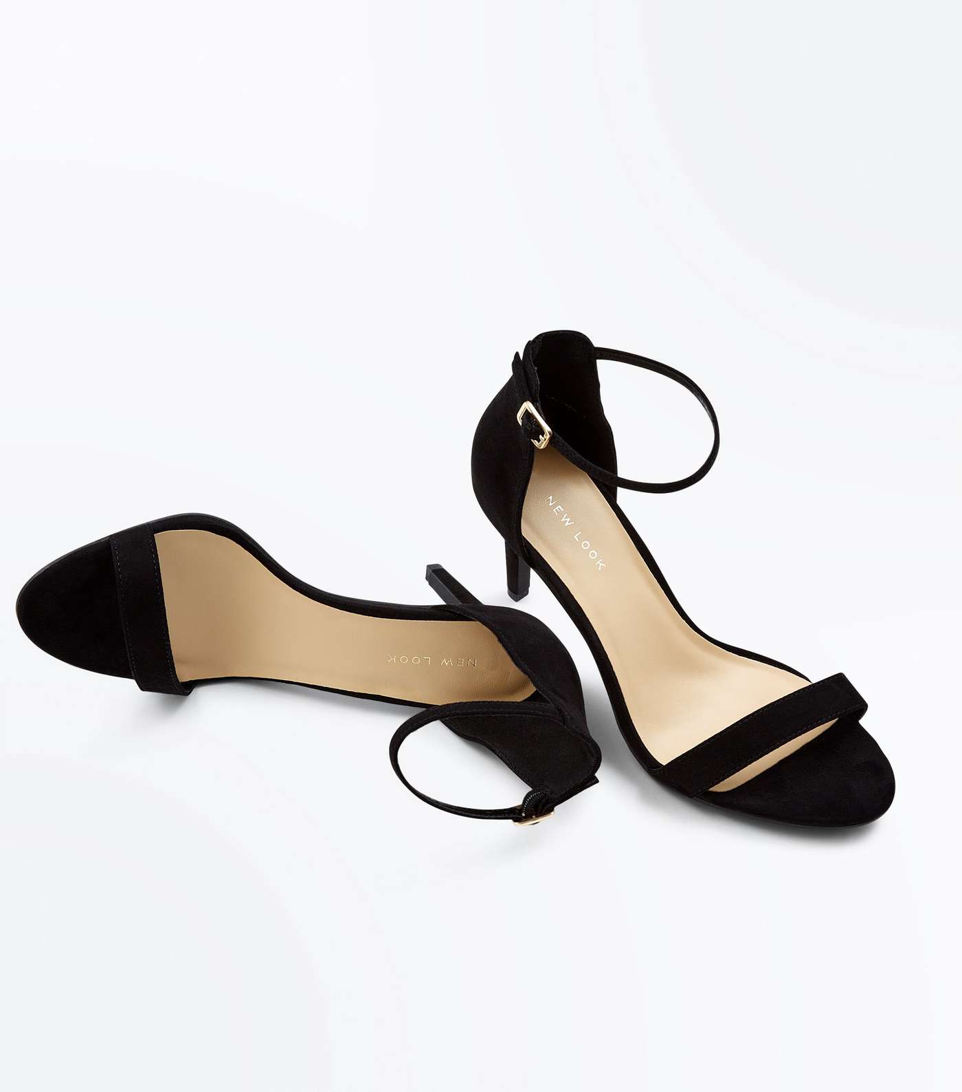 Black Suedette Stiletto Heeled Sandals Image 5