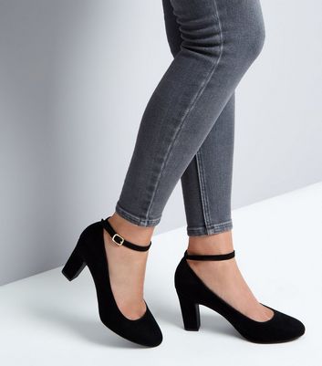 Black ankle strap store court shoes