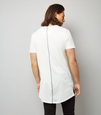 Off White Conflict Print Longline T-Shirt New Look