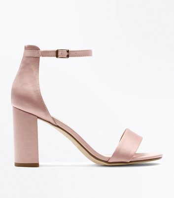 Pink Satin Crystal Embellished Block Heels from NEW LOOK on 21 Buttons
