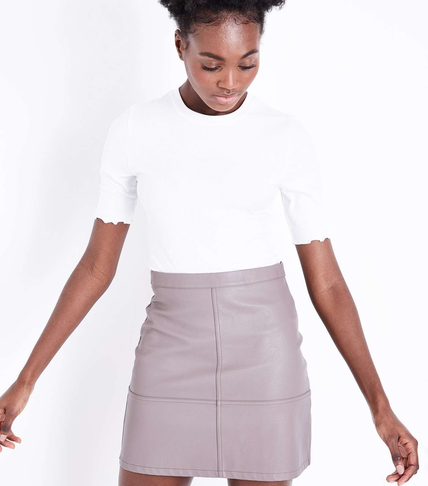 Mink Leather-Look Mini Skirt