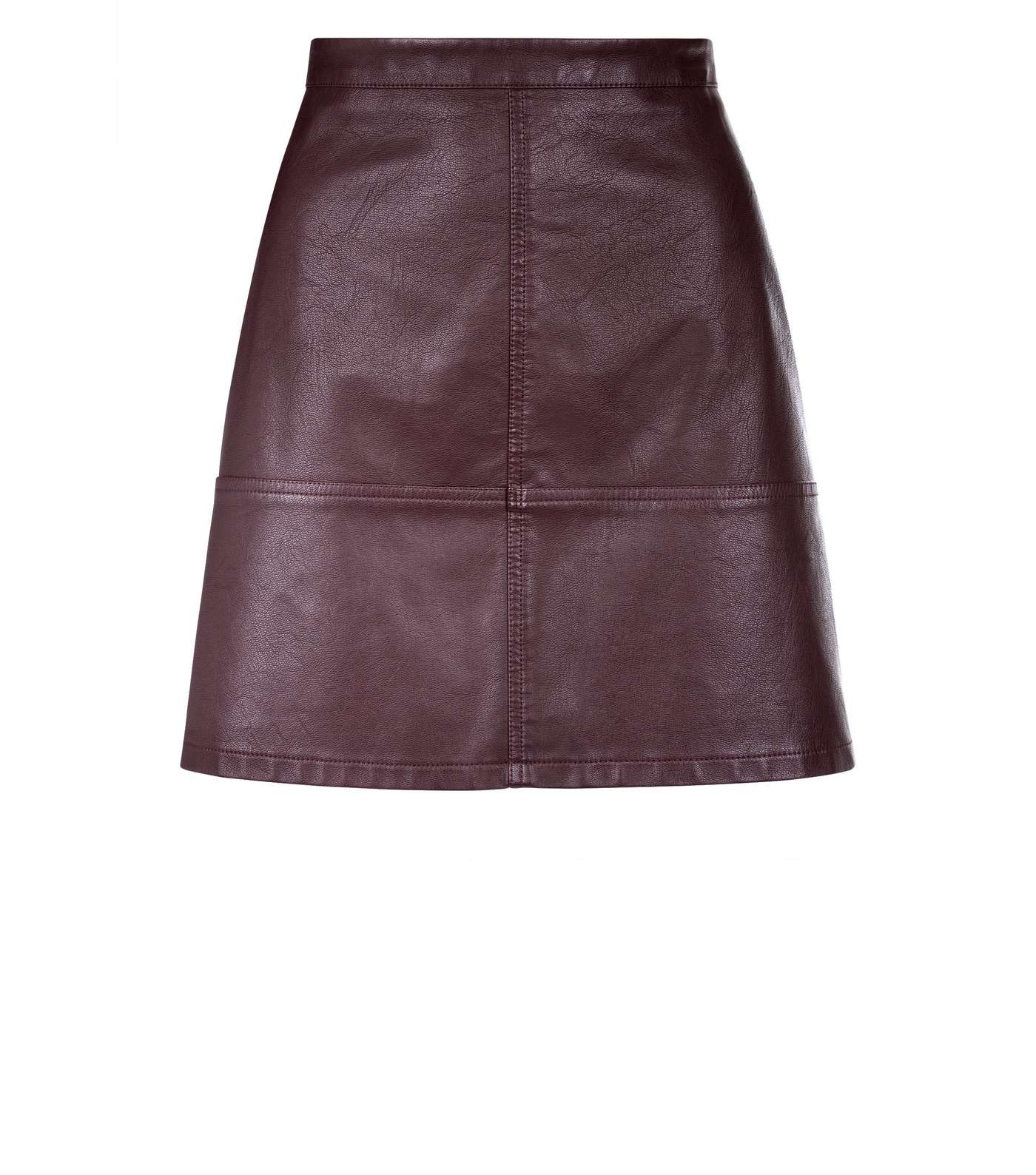 Burgundy Leather-Look Mini Skirt Image 4