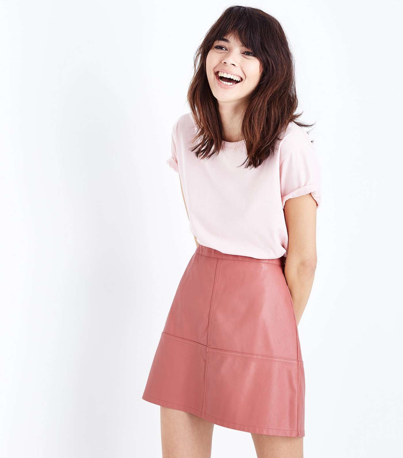 Coral Leather-Look Mini Skirt