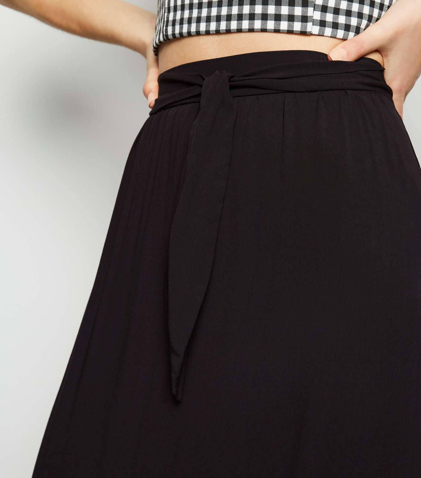 Black Tie Waist Maxi Skirt Image 5