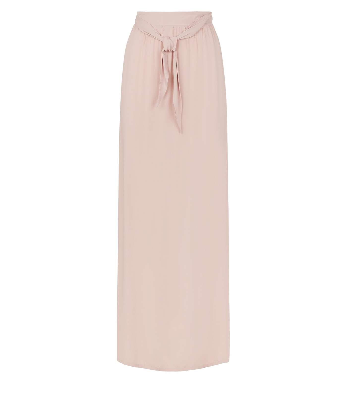 Pale Pink Tie Waist Maxi Skirt Image 4