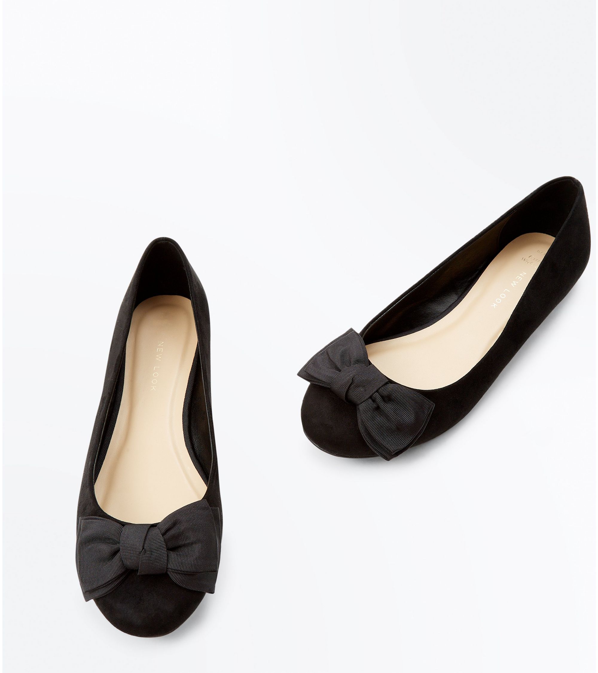New Look Extra Wide Fit Black Suedette Bow Ballet Pumps at £7 | love the brands