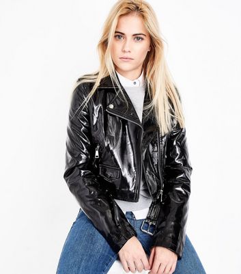 blue patent leather jacket
