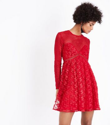 red lace dress new look