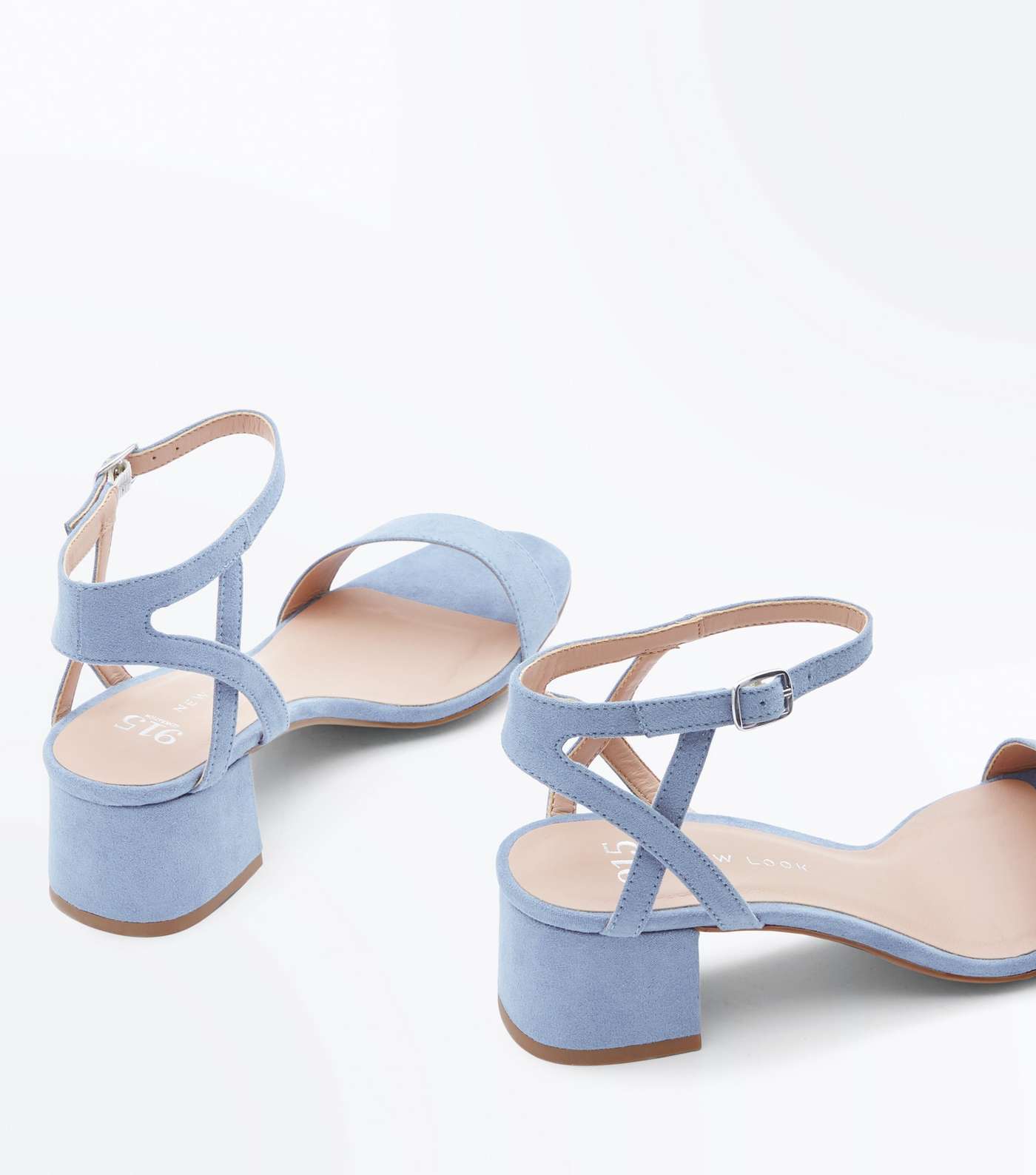 Girls Pale Blue Suedette Block Heel Sandals Image 4