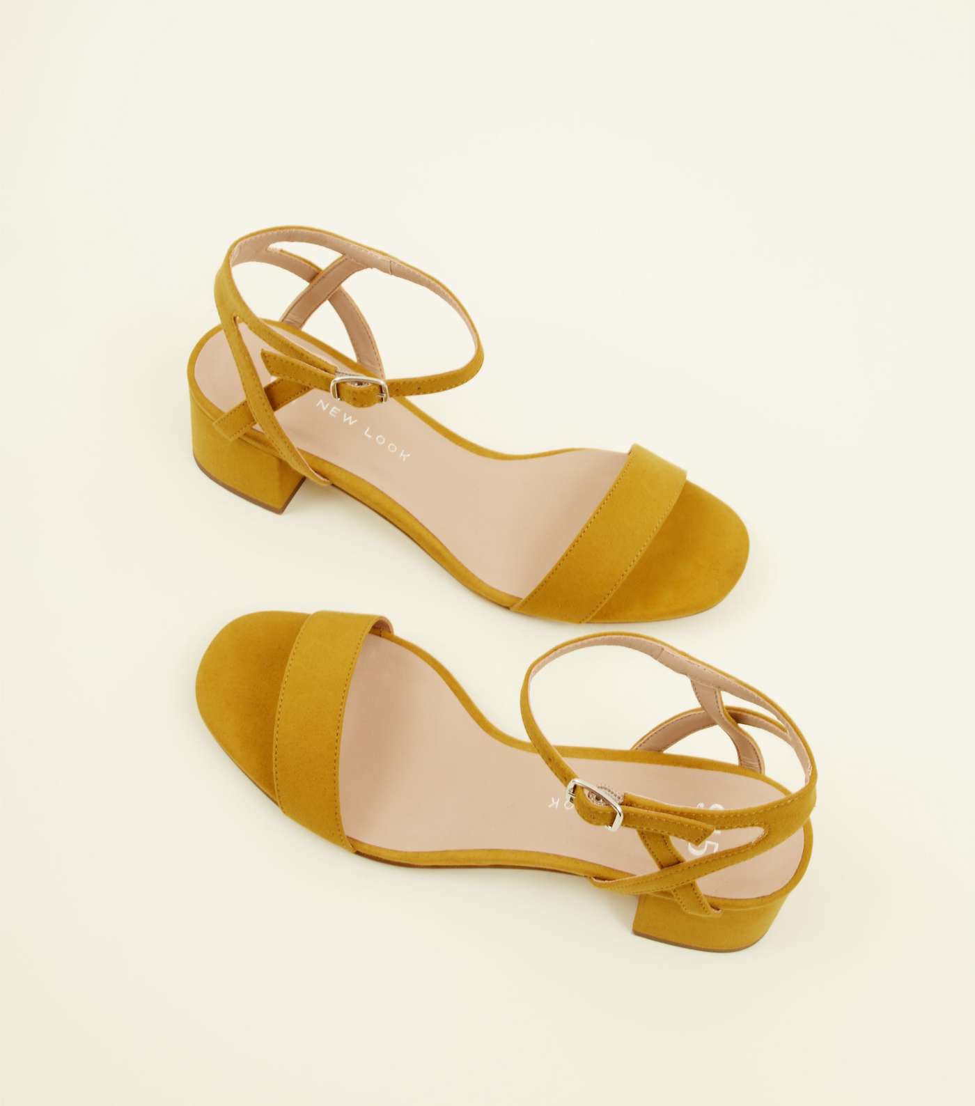 Girls Mustard Suedette Block Heel Sandals Image 3