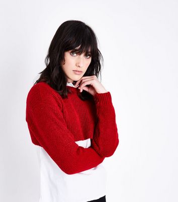 Red cropped hot sale knitted jumper