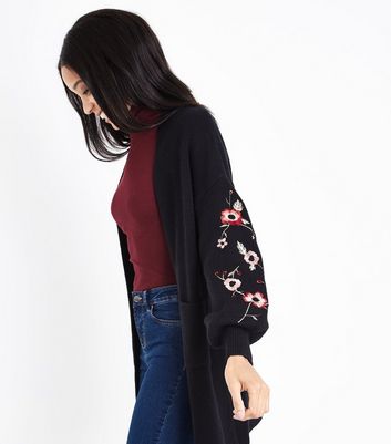 embroidered black cardigan