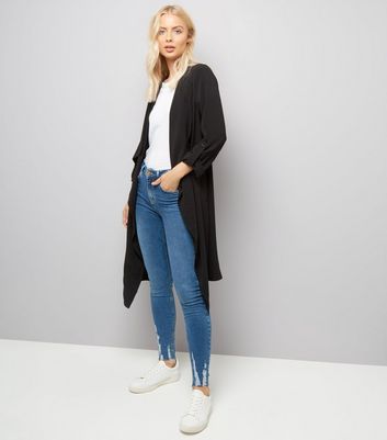 Black Waterfall Duster Jacket New Look