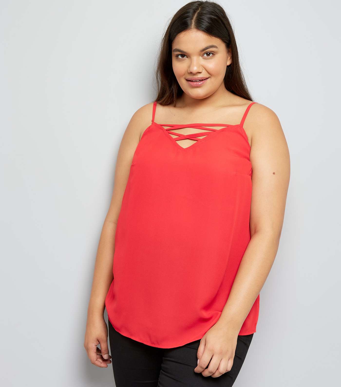 Curves Red Lattice Woven Front Cami