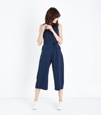 navy pinstripe jumpsuit