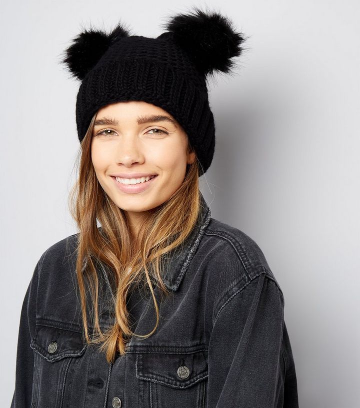 مدمن مركب صفارة إنذار Double Pom Pom Hat Womens Findlocal Drivewayrepair Com