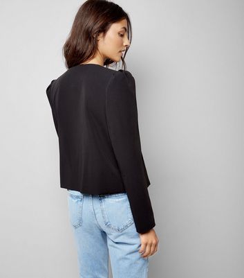 black puff shoulder blazer