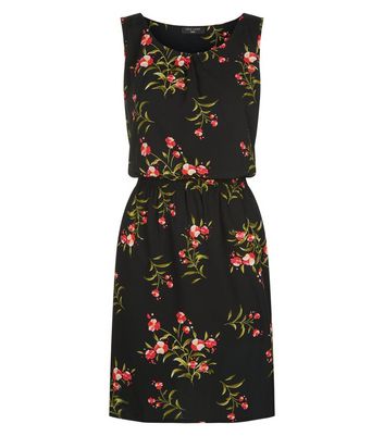 Tall Black Floral Blossom Print Tea Dress New Look