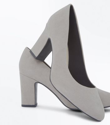 grey wide fit court shoes