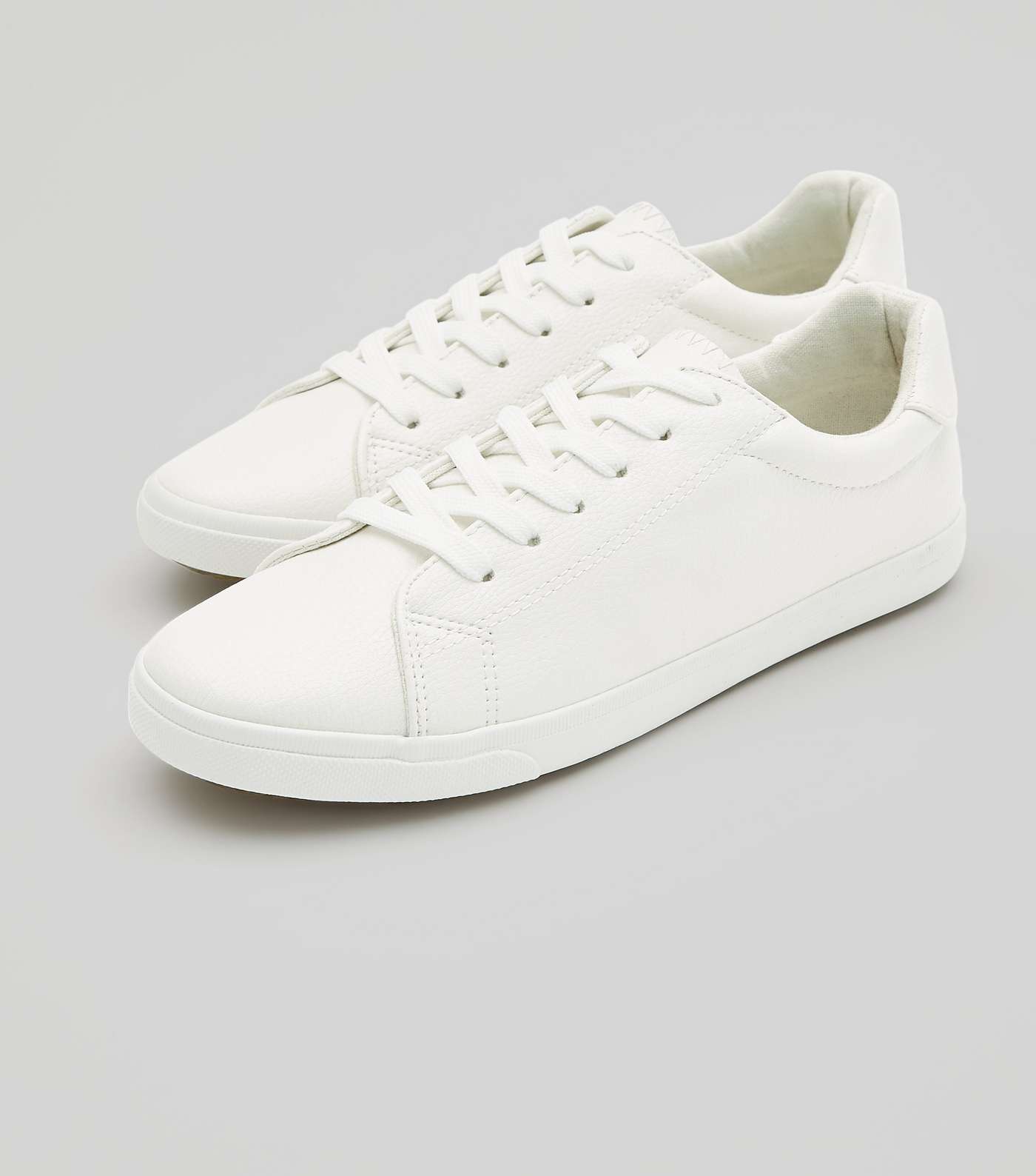 White Textured Lace Up Trainers Image 4