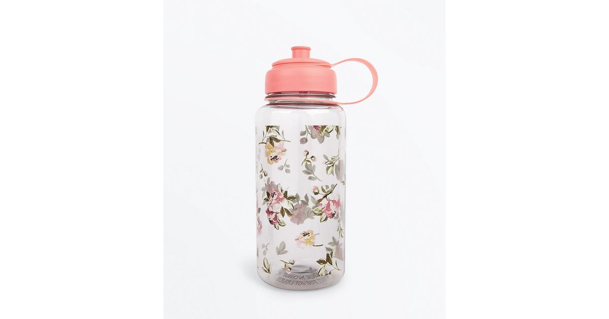 Pretty in Pink Trendy Floral Print Water Bottle by DEC02