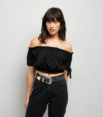 black off the shoulder top new look