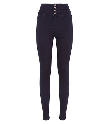 black high waisted button jeans