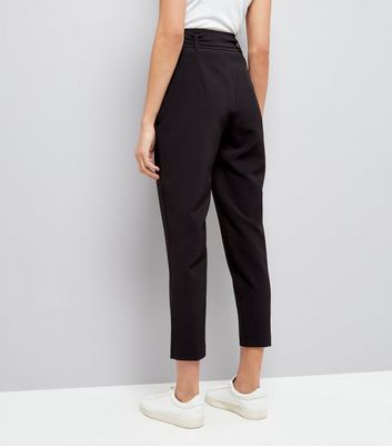 black skinny paperbag trousers