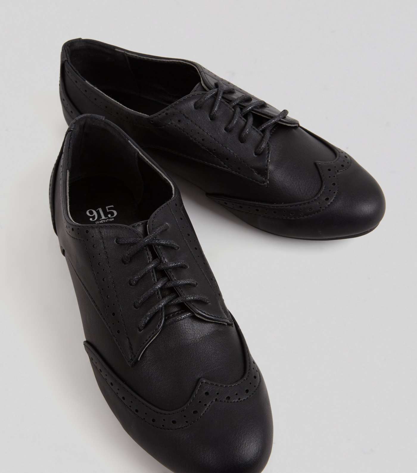 Girls Black Lace Up Brogues Image 4