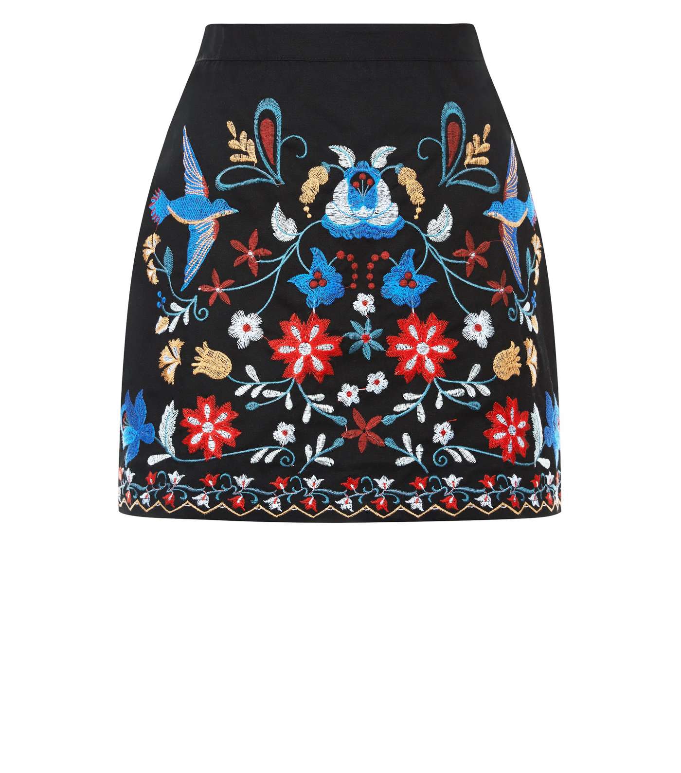Blue Vanilla Black Floral Embroidered Mini Skirt Image 4