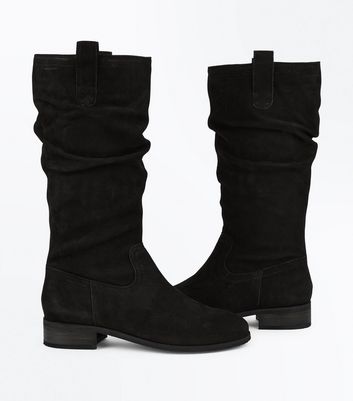 black slouch boots flat