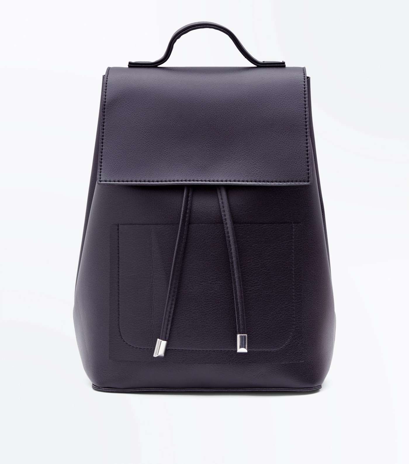 Black Drawstring Pocket Front Backpack