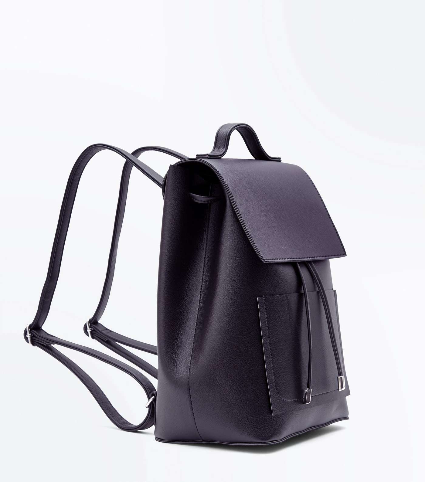 Black Drawstring Pocket Front Backpack Image 3